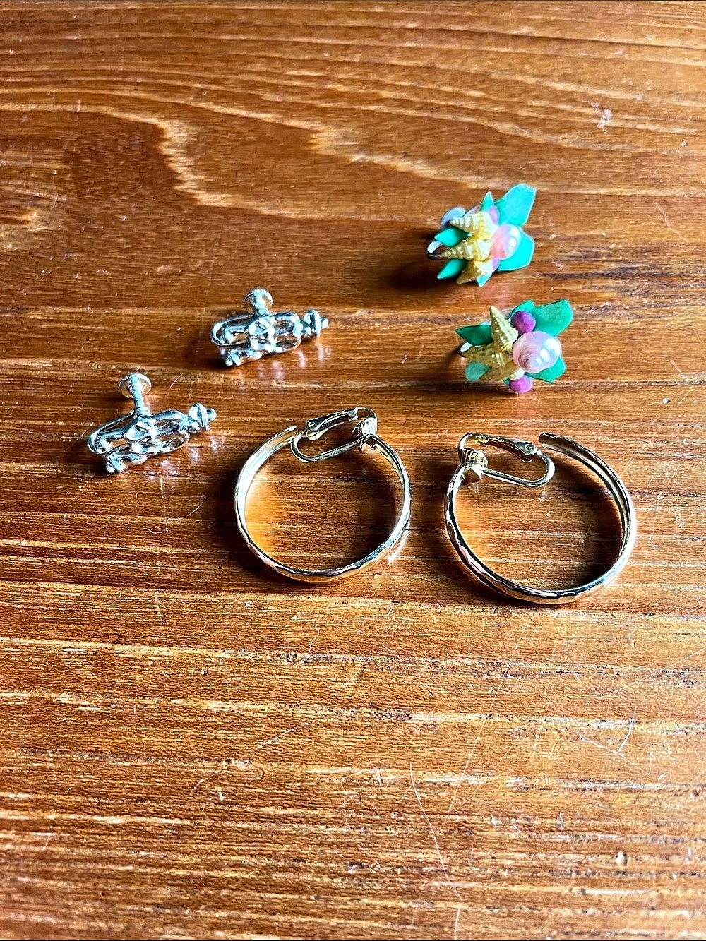 Three Vintage Clip on Earrings